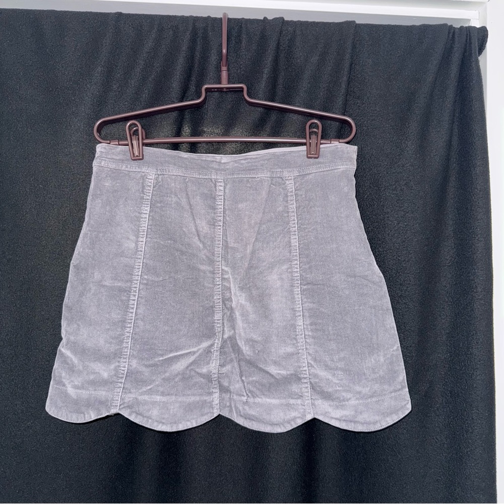 Gray Corduroy Mini Skirt